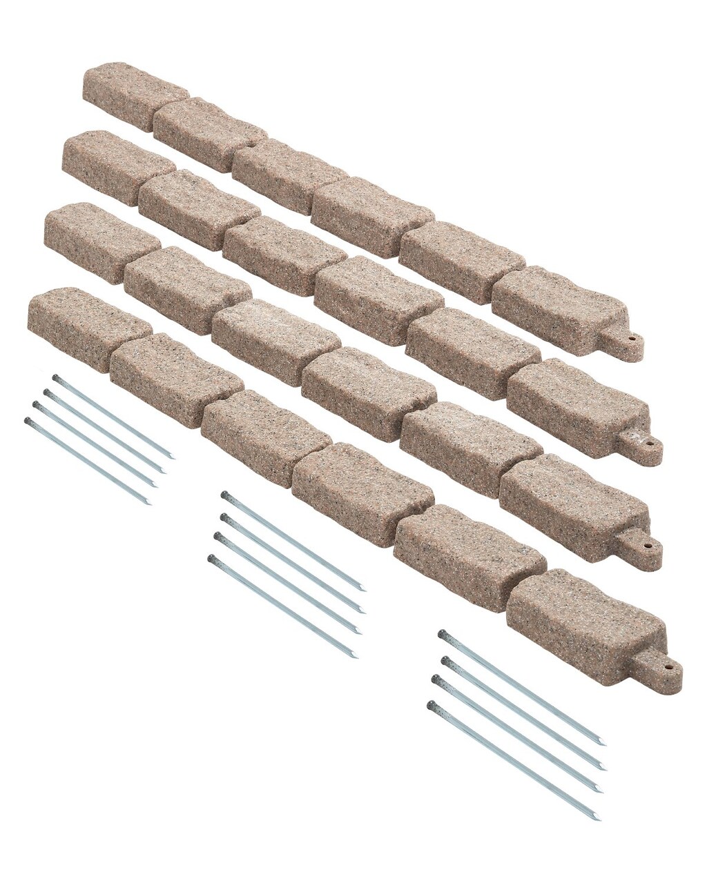 4-Pack Stone Landscape Edging 46.46in Brown PE Plastic Lawn Borders Garden Pathway Edges